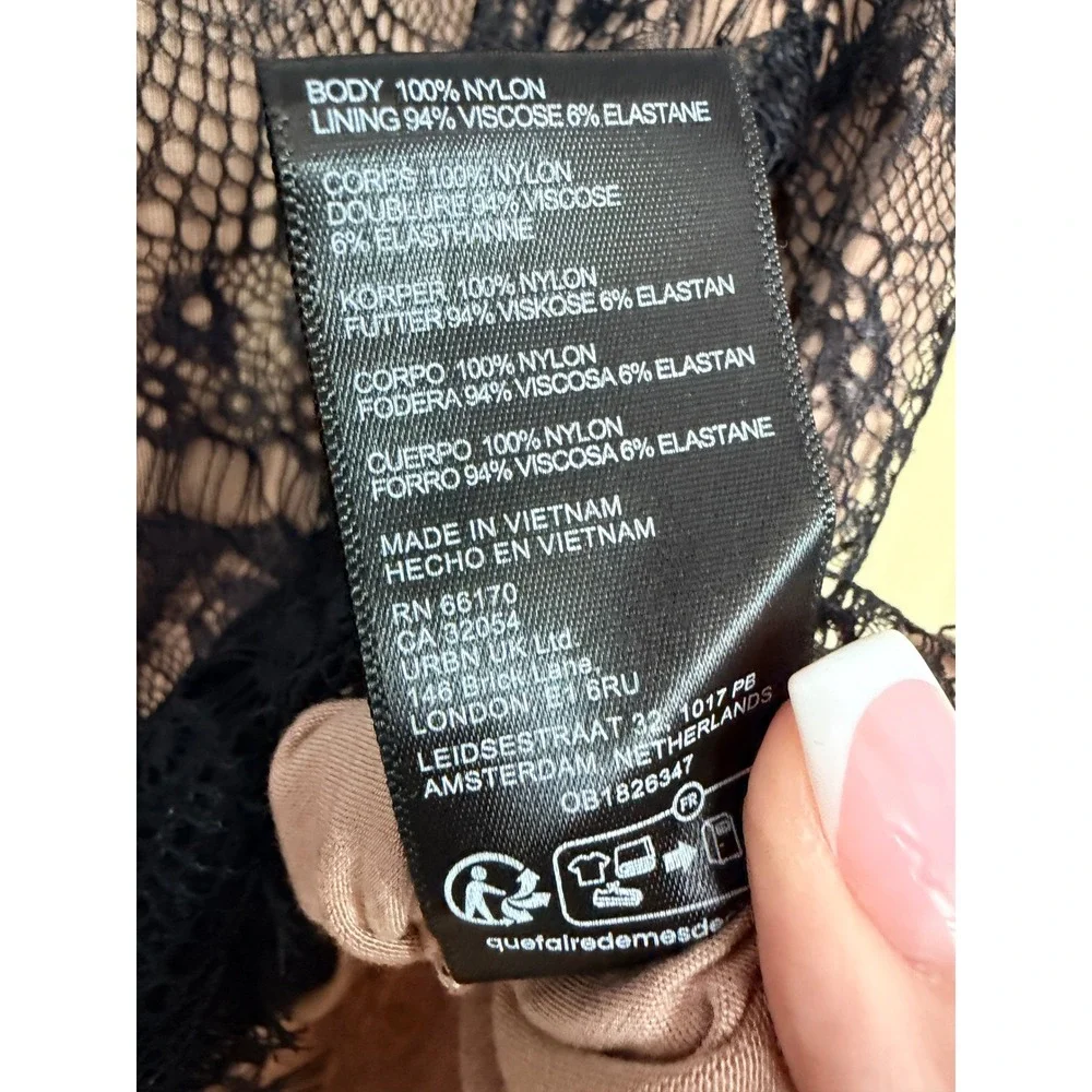Free‎ People Mini Skirt Womens 14 Black Combo Night Shimmer Lace Ruched Sexy New